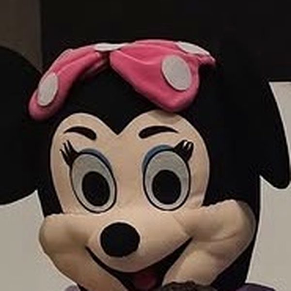 Mascote da Minnie em fato durante uma festa